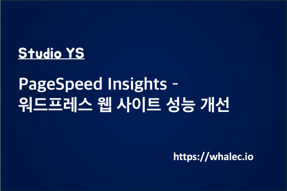 PageSpeed Insights - 워드프레스 웹 사이트 성능 개선